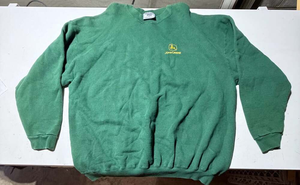 Vintage Lee Ultraweight John Deere Embroidered Logo Green Crewneck Sweatshirt 2X